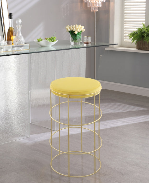 Meridian Furniture - Rebar Velvet Counter Stool Set of 2 in Yellow - 940Yellow-C