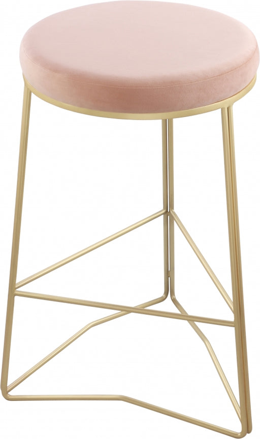 Meridian Furniture - Tres Velvet Counter Stool Set of 2 in Pink - 942Pink-C - GreatFurnitureDeal