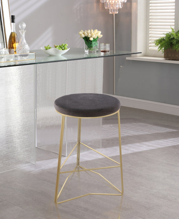 Meridian Furniture - Tres Velvet Counter Stool Set of 2 in Grey - 942Grey-C