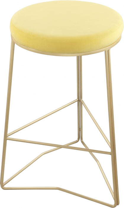 Meridian Furniture - Tres Velvet Counter Stool Set of 2 in Yellow - 942Yellow-C - GreatFurnitureDeal
