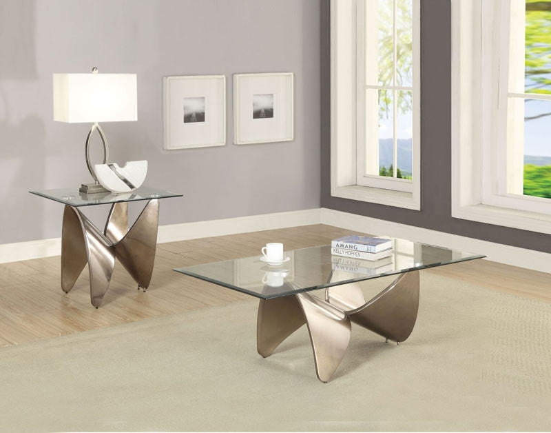 Acme Furniture - Widforss Antique Silver & Clear Glass 3 Piece Occasional Table Set - 84535-3SET