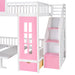 GFD Home - Full-Over-Full Bunk Bed with Changeable Table , Bunk Bed Turn into Upper Bed and Down Desk - Pink - GreatFurnitureDeal