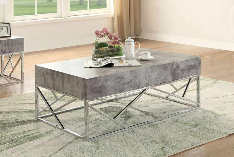 Acme Furniture - Burgo Faux Marble & Chrome Coffee Table - 84575 - GreatFurnitureDeal