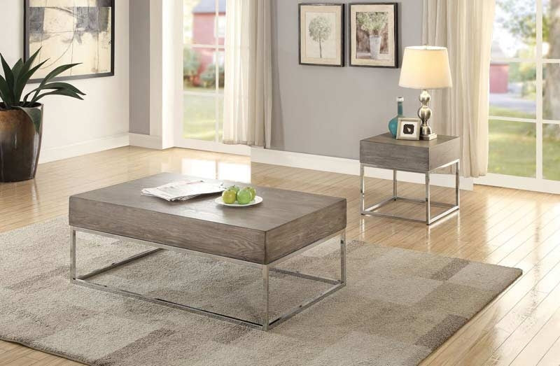 Acme Furniture - Cecil II Gray Oak & Chrome 3 Piece Occasional Table Set - 84580-3SET - GreatFurnitureDeal