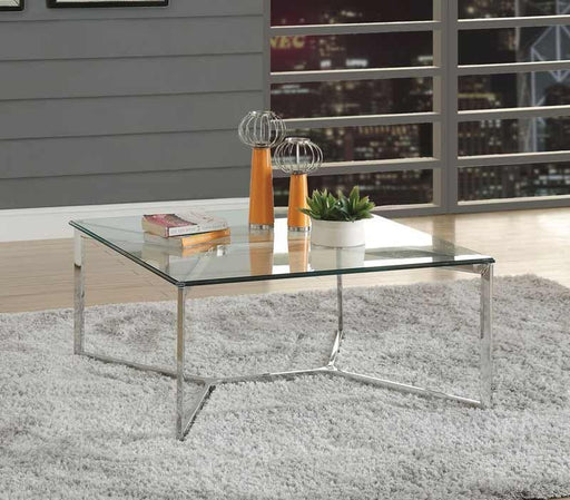 Acme Furniture - Volusius Stainless Steel & Clear Glass Coffee Table - 84605 - GreatFurnitureDeal