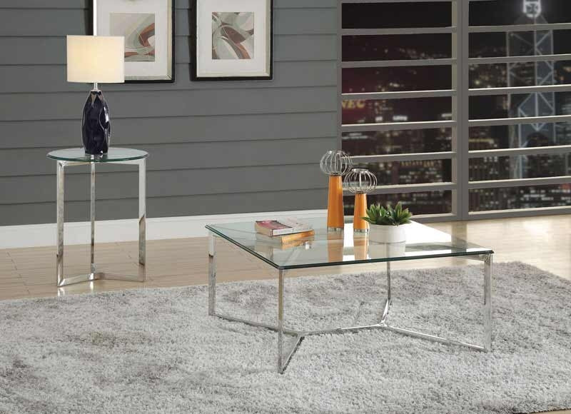 Acme Furniture - Volusius Stainless Steel & Clear Glass 3 Piece Occasional Table Set - 84605-3SET