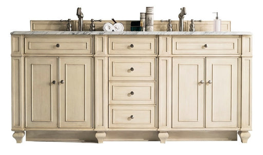 James Martin Furniture - Bristol 72" Double Vanity, Vintage Vanilla with 3 CM Carrara Marble Top - 157-V72-VV-3CAR - GreatFurnitureDeal