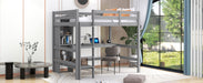 GFD Home - Full Size Loft Bed with Multifunction Shelves and Under-bed Desk, Gray - GreatFurnitureDeal