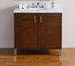James Martin Furniture - Metropolitan 36" American Walnut Single Vanity with 3 CM Arctic Fall Solid Surface Top - 850-V36-AWT-3AF