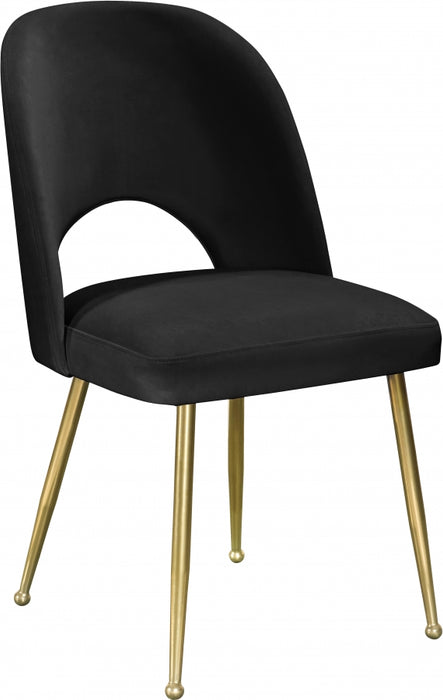 Meridian Furniture - Logan Velvet Dining Chair Set of 2 in Black - 990Black-C