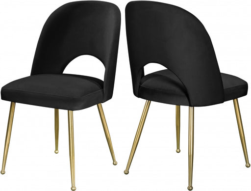 Meridian Furniture - Logan Velvet Dining Chair Set of 2 in Black - 990Black-C - GreatFurnitureDeal