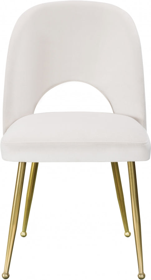 Meridian Furniture - Logan Velvet Dining Chair Set of 2 in Cream - 990Cream-C - GreatFurnitureDeal