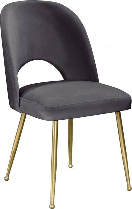 Meridian Furniture - Logan Velvet Dining Chair Set of 2 in Grey - 990Grey-C - GreatFurnitureDeal