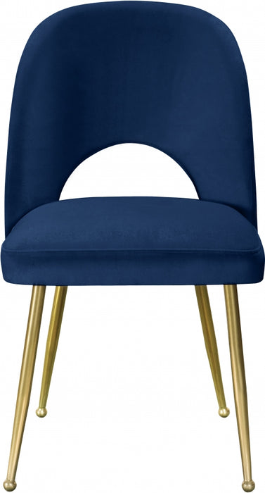 Meridian Furniture - Logan Velvet Dining Chair Set of 2 in Navy - 990Navy-C - GreatFurnitureDeal