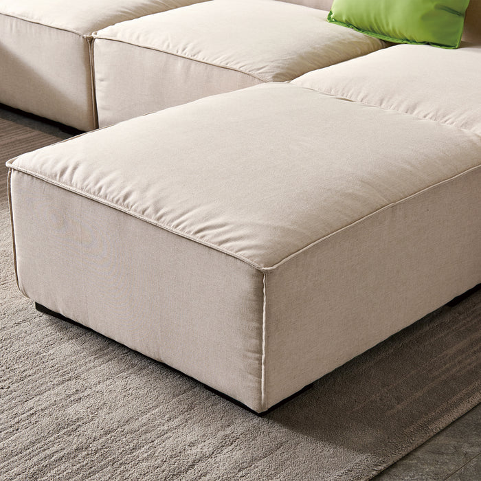 GFD Home - Modular U Shape Sectional Fabric Sofa (Beige) - GreatFurnitureDeal
