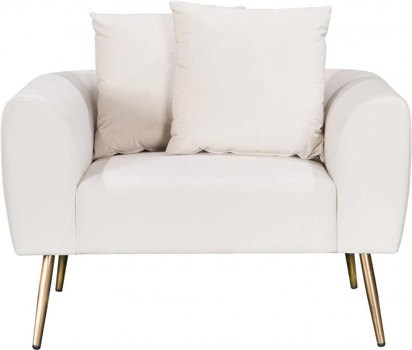 Meridian Furniture - Quinn Velvet Chair in Cream - 639Cream-C - GreatFurnitureDeal