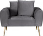 Meridian Furniture - Quinn Velvet Chair in Grey - 639Grey-C - GreatFurnitureDeal