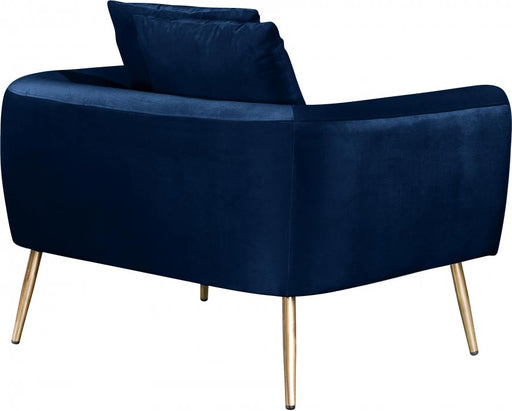 Meridian Furniture - Quinn Velvet Chair in Navy - 639Navy-C - GreatFurnitureDeal