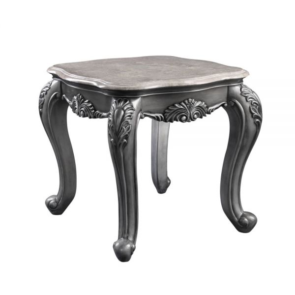 Acme Furniture - Ariadne 3 Piece Occasional Tables Set in Marble & Platinum - 85345-3SET