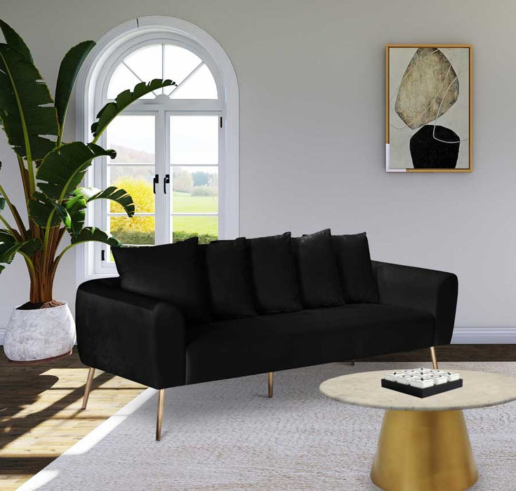 Meridian Furniture - Quinn Velvet Sofa in Black - 639Black-S - GreatFurnitureDeal