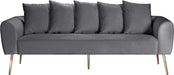 Meridian Furniture - Quinn Velvet Sofa in Grey - 639Grey-S - GreatFurnitureDeal