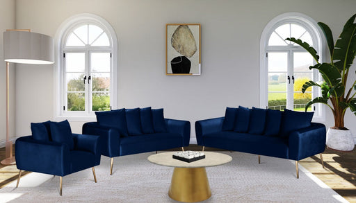 Meridian Furniture - Quinn 3 Piece Living Room Set in Navy - 639Navy-S-3SET - GreatFurnitureDeal