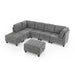 GFD Home - L shape Modular Sectional Sofa，DIY Combination，includes Three Single Chair ，Two Corner and Two Ottoman，Grey Chenille - GreatFurnitureDeal