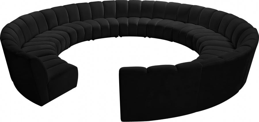 Meridian Furniture - Infinity 12 Piece Modular Sectional in Black - 638Black-12PC - GreatFurnitureDeal