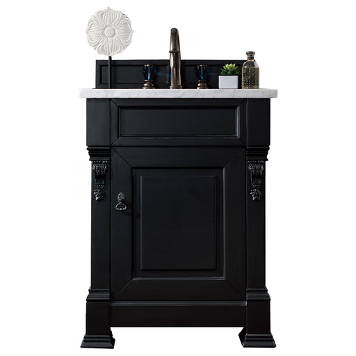 James Martin Furniture - Brookfield 26" Antique Black Single Vanity w- 3 CM Eternal Jasmine Pearl Quartz Top - 147-114-V26-AQB-3EJP - GreatFurnitureDeal