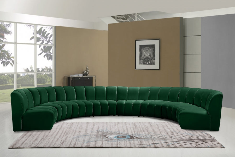 Meridian Furniture - Infinity Modular 8 Piece Sectional in Green - 638Green-8PC - GreatFurnitureDeal