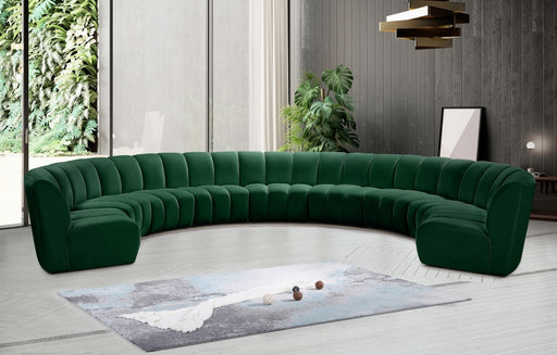 Meridian Furniture - Infinity Modular 9 Piece Sectional in Green - 638Green-9PC - GreatFurnitureDeal