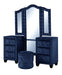 GFD Home - Hazel Queen 5-N Vanity Bedroom Set Made With Wood In Blue Color - GreatFurnitureDeal