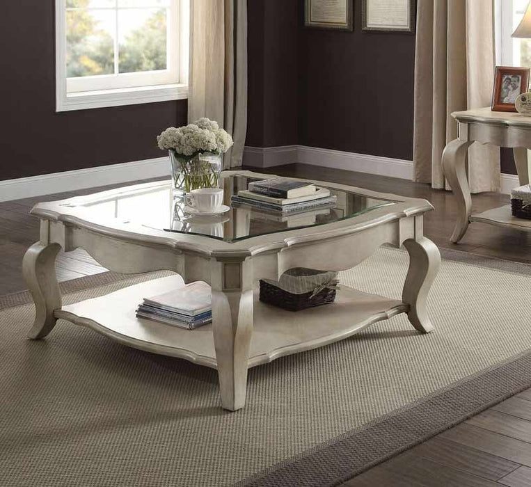 Acme Furniture - Chelmsford Antique Taupe & Clear Glass Coffee Table - 86050 - GreatFurnitureDeal