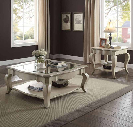 Acme Furniture - Chelmsford Antique Taupe & Clear Glass 3 Piece Occasional Table Set - 86050-3SET