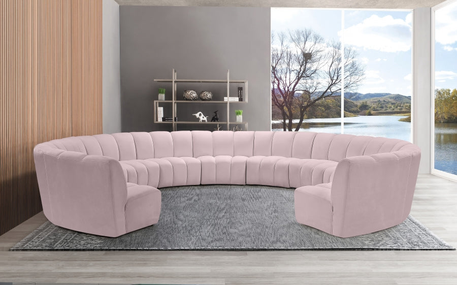 Meridian Furniture - Infinity 11 Piece Modular Sectional in Pink - 638Pink-11PC - GreatFurnitureDeal