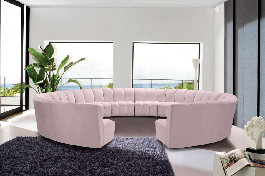 Meridian Furniture - Infinity 12 Piece Modular Sectional in Pink - 638Pink-12PC - GreatFurnitureDeal