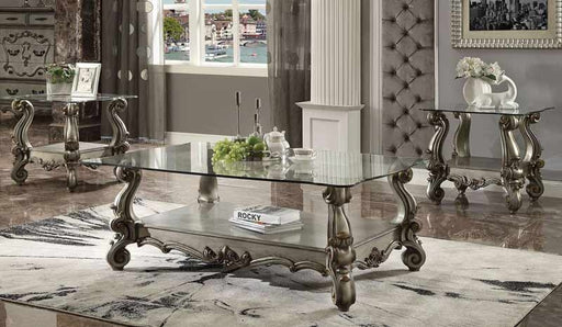 Acme Furniture - Versailles Antique Platinum & Clear Glass 3 Piece Occasional Table Set - 86840-3SET