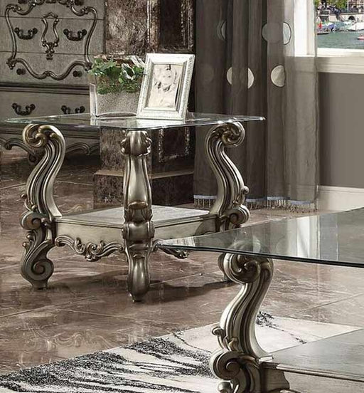 Acme Furniture - Versailles Antique Platinum & Clear Glass End Table - 86842