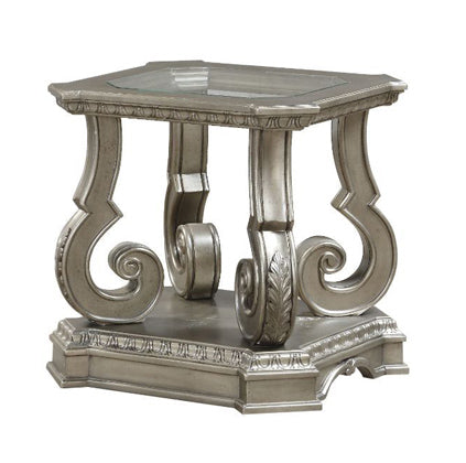 Acme Furniture - Northville Antique Champagne & Clear Glass End Table - 86932 - GreatFurnitureDeal