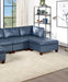 GFD Home - Genuine Leather Ink Blue Tufted 6pc Sectional Set 2x Corner Wedge 2x Armless Chair 2x Ottomans Living Room Furniture Sofa Couch - GreatFurnitureDeal