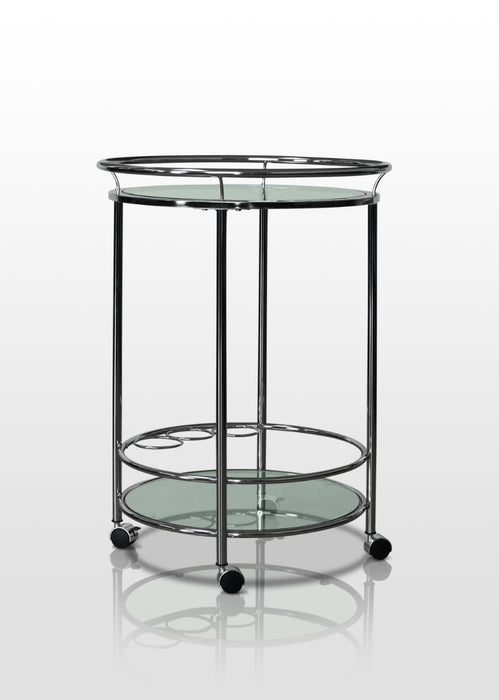 Myco Furniture - Round Wine Server Bar Cart in Chrome - 8734 - GreatFurnitureDeal