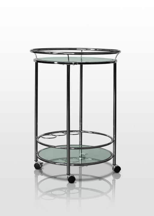 Myco Furniture - Round Wine Server Bar Cart in Chrome - 8734 - GreatFurnitureDeal