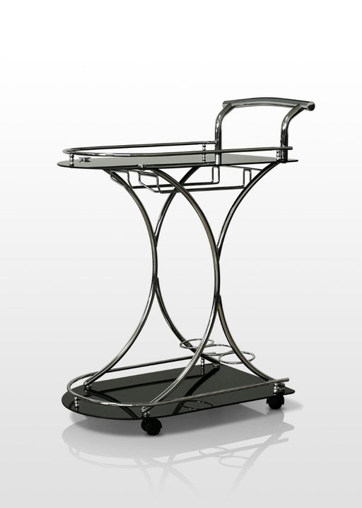 Myco Furniture - Wine Server Bar Cart in Chrome - 8736 - GreatFurnitureDeal