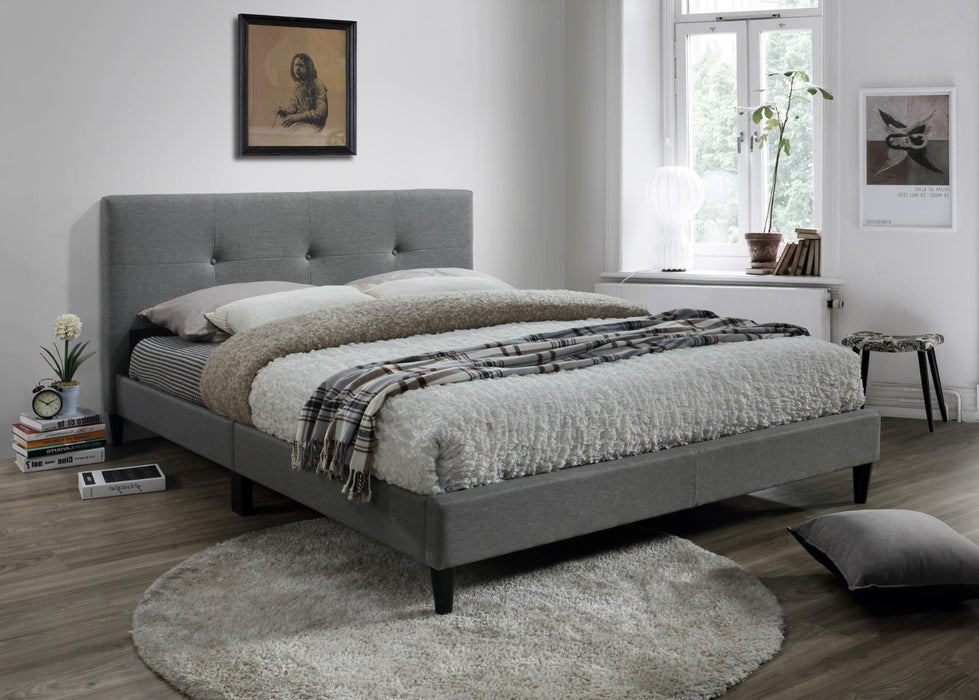 Myco Furniture - Jester Tufted Gray King Platform Bed in Polyester Fabric - 8739-K-GY - GreatFurnitureDeal