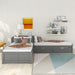 GFD Home - L-shaped Platform Bed with Trundle and Drawers Linked with built-in Desk,Twin,Gray - GreatFurnitureDeal