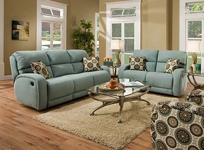 Southern Motion - Fandango Double Reclining Power Headrest Loveseat W- 2 Pillows - 884-51P - GreatFurnitureDeal