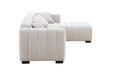 L-Shape Sectional Sofa with Deep Tufted Velvet Upholstered Right Chaise Modular Sofa  beige - GreatFurnitureDeal