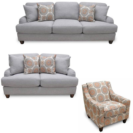 Franklin Furniture - Brianna Stationary 3 Piece Living Room Set in Mineral Grey - 88740-3SET-MINERAL GREY