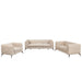 GFD Home - Modern 3-Piece Sofa Sets with Sturdy Metal Legs,Velvet Upholstered Couches Sets Including Three Seat Sofa, Loveseat and Single Chair for Living Room Furniture Set,Beige - GreatFurnitureDeal