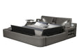 GFD Home - Zoya Smart Multifunctional Queen Size Bed Made with Wood in Gray - GreatFurnitureDeal